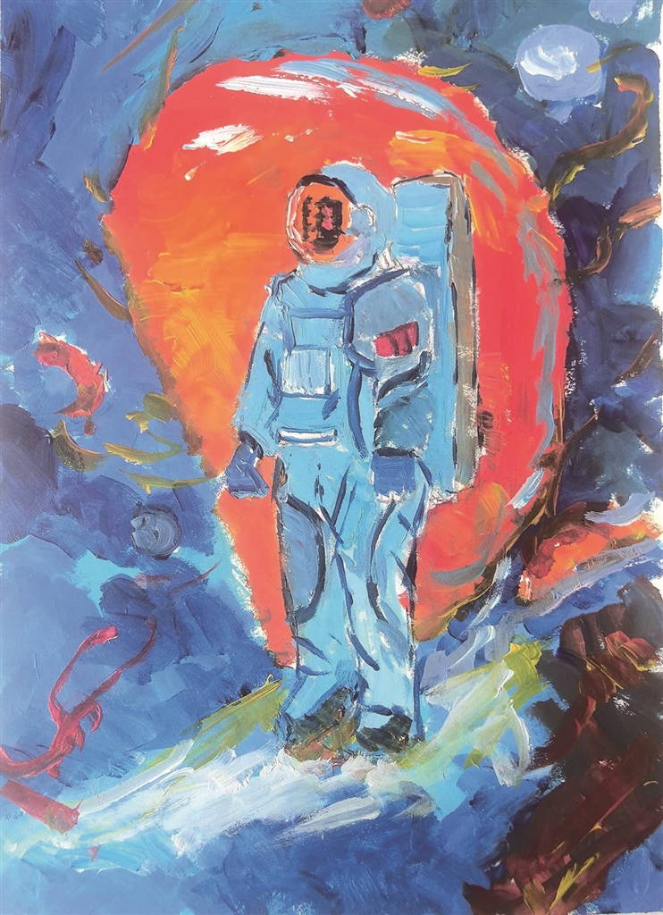 《太空梦》水粉画